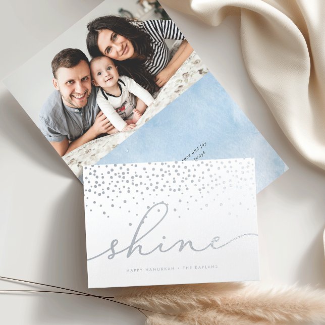 Shine | Hanukkah Photo Silver Foil Card Folierat Kort (Skapare uppladdad)