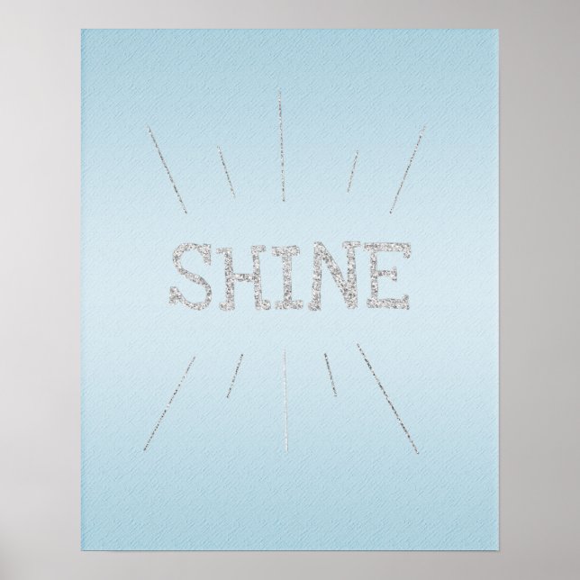 Shine Light Blue med Silver Glitter Poster (Framsidan)