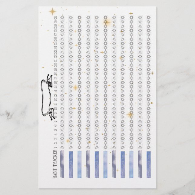Shine Like Stars Monthly Habit Tracker Brevpapper (Framsida)