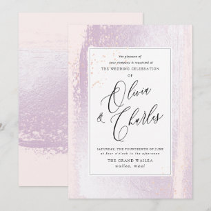 Shine, Lilac Watercolor+Faux Metallic Inbjudningar