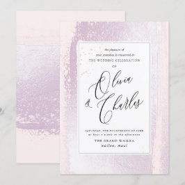 Shine,  Lilac Watercolor+Faux Metallic Inbjudningar