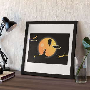 Shine Måne-kanin-Black Himlar Mid-Autumn Festival Poster