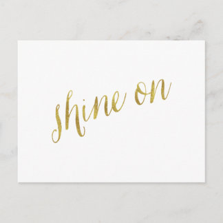 Shine on Quote Faux Gold Foil Citates Sparkly Vykort