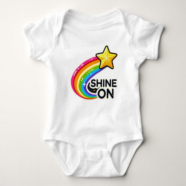 Shine on Rainbow and Star T Shirt (Framsida)