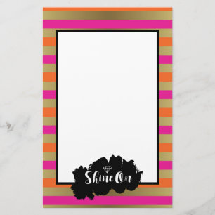 Shine on Rosa Orange & Faux Guld Metallic Rand Brevpapper