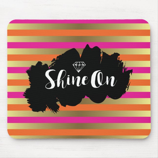 Shine on Rosa Orange & Faux Guld Metallic Rand Musmatta (Framsidan)