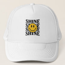 SHINE Retro Smiley Face Bold Typography Hat