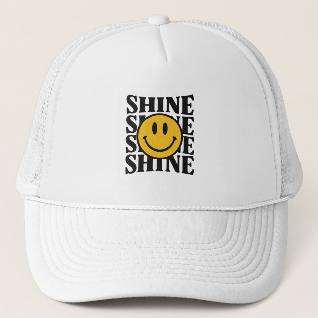 SHINE Retro Smiley Face Bold Typography Hat Keps (Framsida)