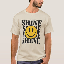 SHINE Retro Smiley Face Bold Typography T-Shirt