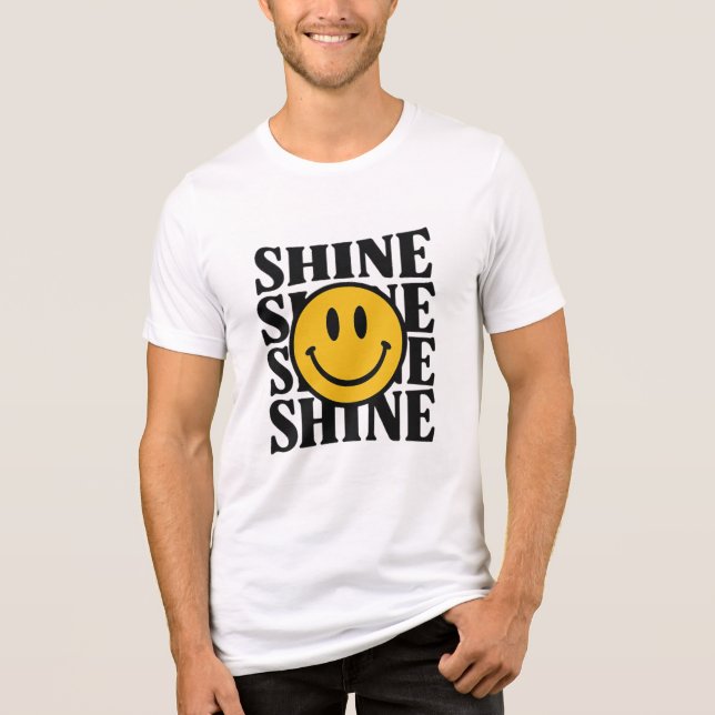 SHINE Retro Smiley Face Bold Typography Tee (Framsida)