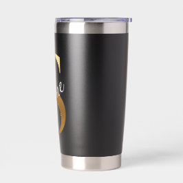 Shine S, Black Insulated Tumbler, Gold Monogram