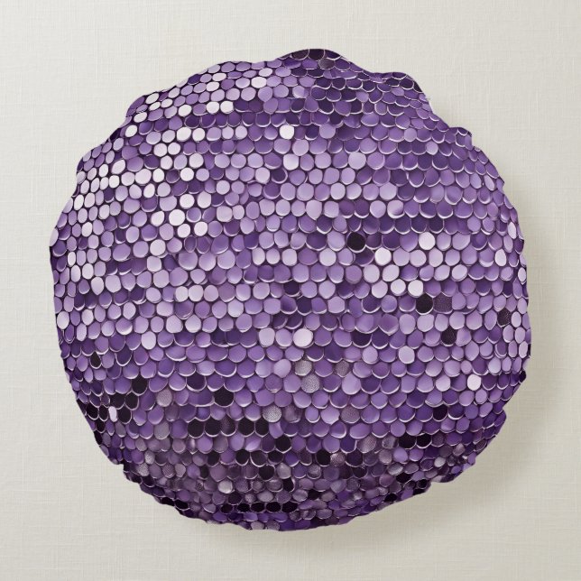 Shine Shine Lila Star AI art Rund Kudde (Baksidan)