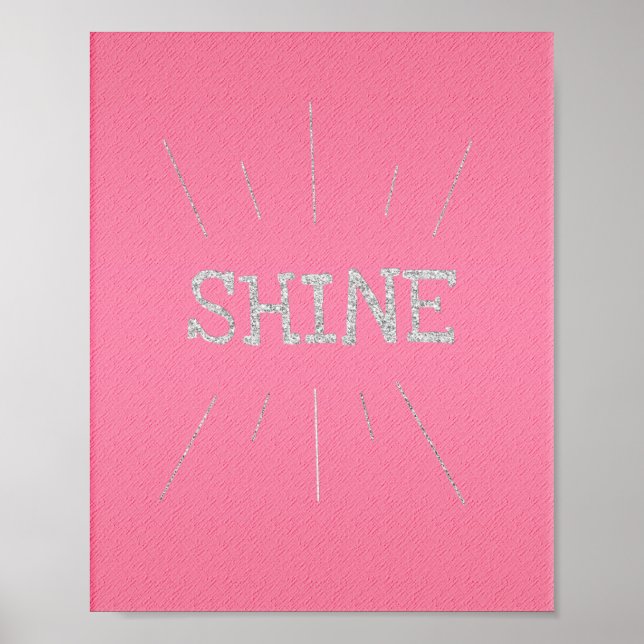 Shine Shock rosa med Silver Glitter Poster (Framsidan)