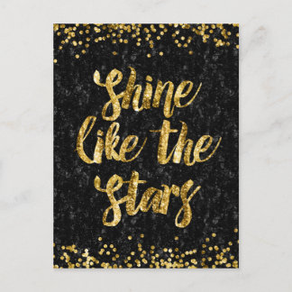 Shine som Stars Black och Guld Glitter Glam Vykort