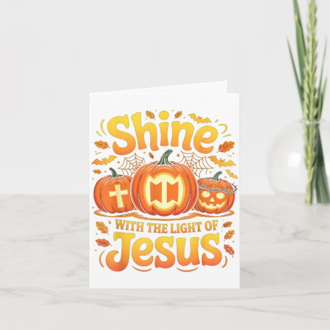 Shine With The Light Of Jesus Christian Halloween  Kort (Framsida)