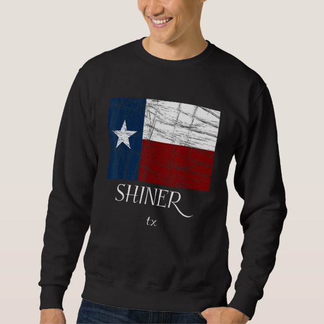 Shiner TX - Texas Flagga - City State Gift Lång Ärmad Tröja (Framsida)