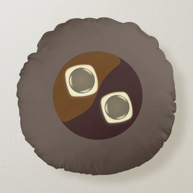 Shiney Twin Buttons Mönster Round Pillow Rund Kudde (Framsidan)