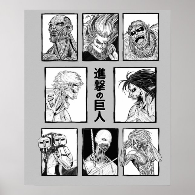 Shingeki no Kyojin Attack på Titan Titans Poster (Framsidan)