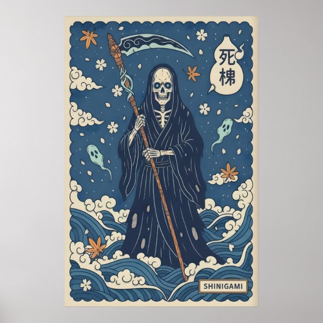 Shinigami konsttryck Japansk dödens ängel, Mörk Poster (Framsidan)