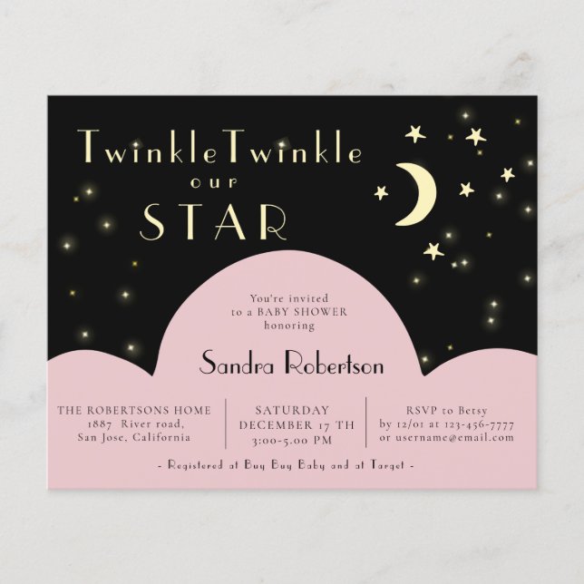 Shining av Twinkle Stars | Svart babystövel (Framsida)