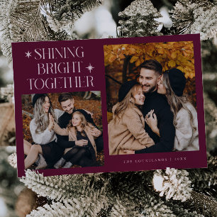Shining Bright Stars Cranberry Multi Photo Helgdag Julkort