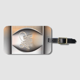 Shining Brushed Steel Monogram Bagagebricka