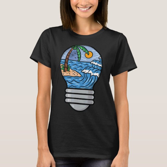 Shining Bulb Matchningsvätska för Surfing Beach Vå T Shirt (Framsida)