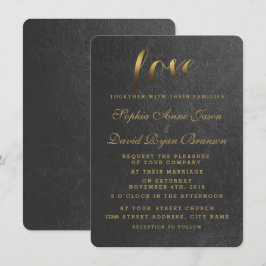 Shining Gold Foil Kärlek Black Wedding bjudande in Inbjudningar