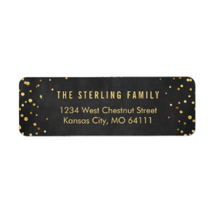 Shining Guld Dots Chic Black Return-adressetikett Returadress Etikett