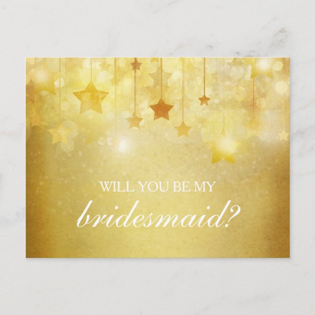 Shining Guld Stars blir min bridessa Inbjudan Vykort (Framsida)