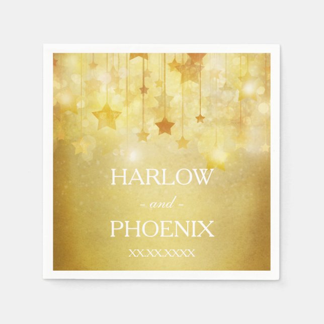 Shining Guld Stars Bröllop Napkin Pappersservett (Framsidan)