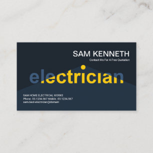 Shining Gult Light Electrician Signage Electric Visitkort