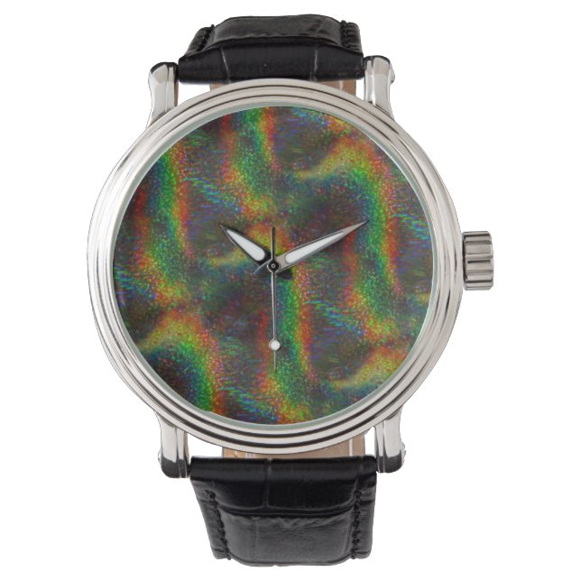 Shining Holografisk regnbåge Ljus Glitter Wave Armbandsur (Framsida)