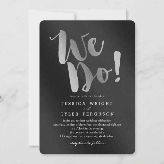 Shining Lomise bröllopsinbjudningar i Silver Inbjudningar (Framsida)