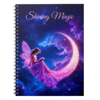 Shining rosa Fairy vingar luminous stars art Anteckningsbok
