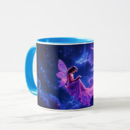 Shining rosa Fairy vingar luminous stars art Mugg