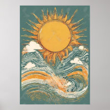 Shining Sol ovanför Sol Illustration Wall Art Post