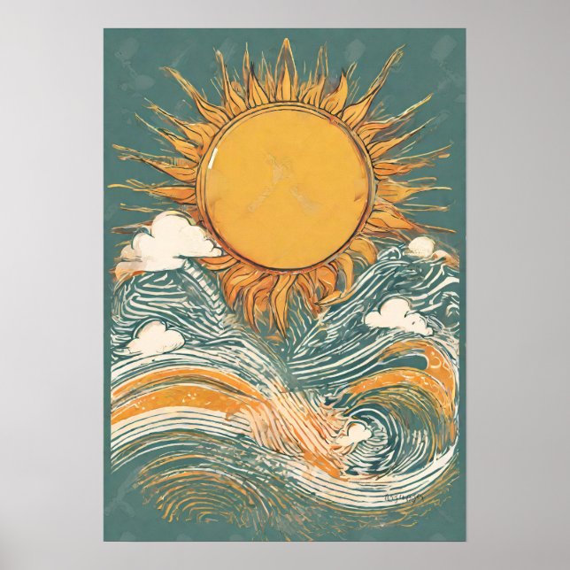 Shining Sol ovanför Sol Illustration Wall Art Post Poster (Framsidan)
