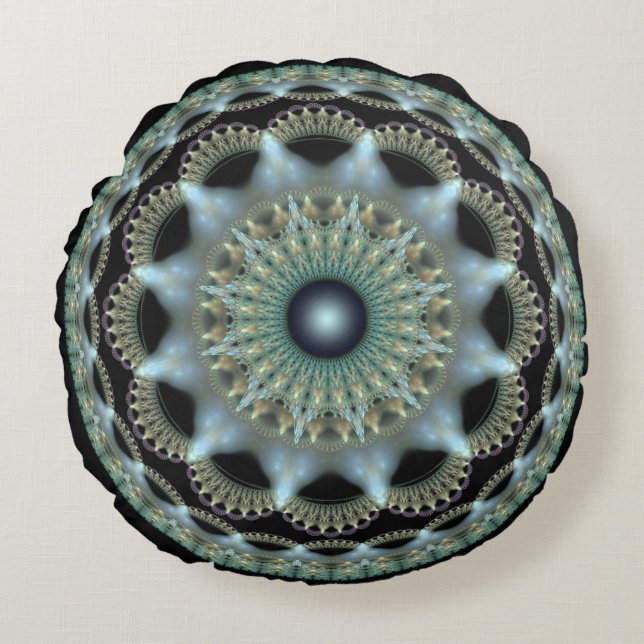 Shining star fractal round ornament rund kudde (Framsidan)