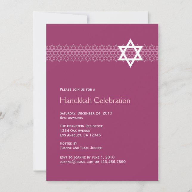 Shining Star Hanukkah-partiets inbjudan (Framsida)