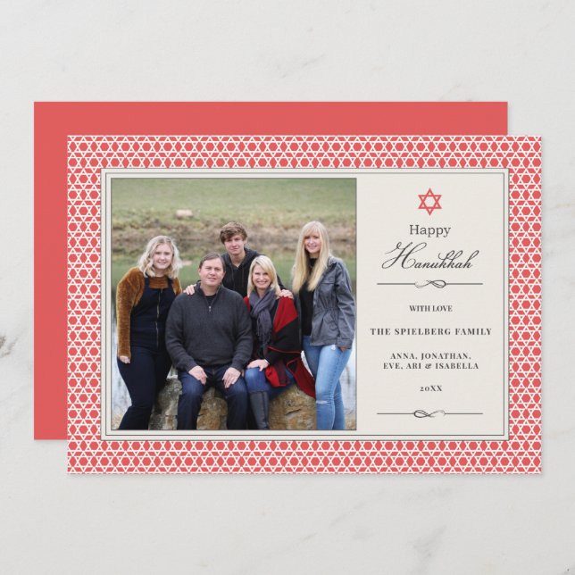 Shining Star Hanukkah Photo Flat Card Julkort (Fram/baksida)