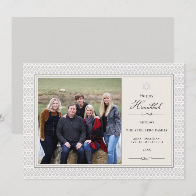 Shining Star Hanukkah Photo Flat Card Julkort (Fram/baksida)