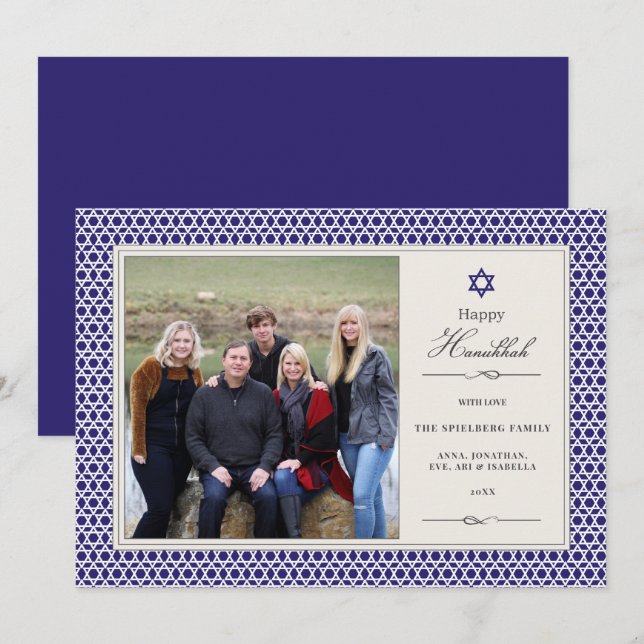 Shining Star Hanukkah Photo Flat Card Julkort (Fram/baksida)