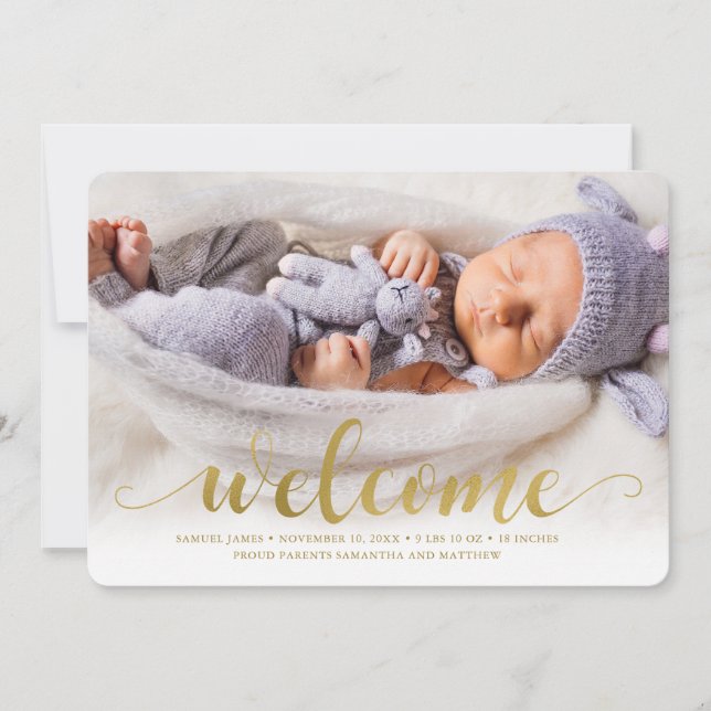 Shining Welcome - Baby Birth Notification Meddelande (Framsida)