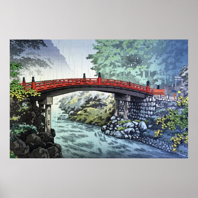 Shinkyo Bridge i Nikko av Tsuchiya Koitsu Poster (Framsidan)