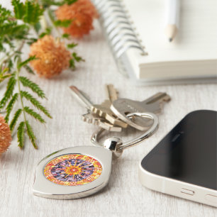 Shinna genom blandad mediemmosaik swirl silverfärgad nyckelring