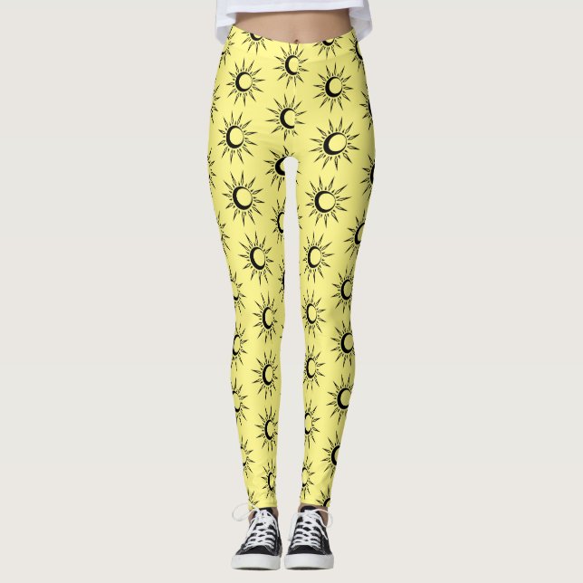 Shinna Sol Crescent Måne Thunder_Cove, gult Leggings (Framsida)