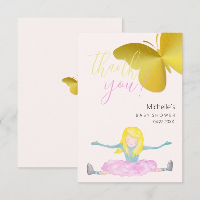 Shinna som en bild av en liten vattenfärg tack kort (Fram/baksida)