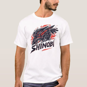 Shinobi Cyber Wolf Gaming Maskot Grafik - Japanska T Shirt
