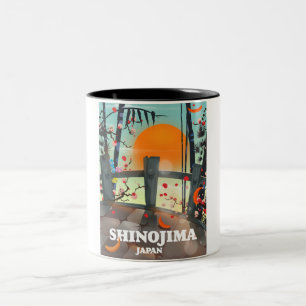 Shinojima-reseaffisch karta Två-Tonad mugg